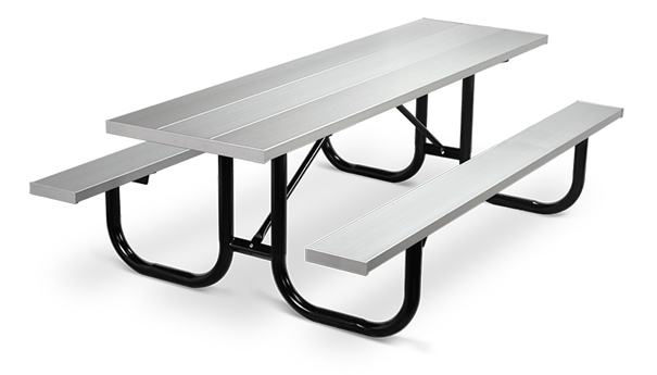 Model PMB-8AA | Park Master 8ft. Aluminum Picnic Tables (Anodized Aluminum) with Black Enamel Frame