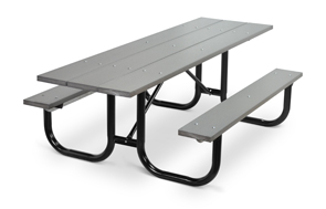 Model PMB-HPGY | Park Master 8ft. Recycled Plastic Picnic Table with Black Enamel Frame (Gray)