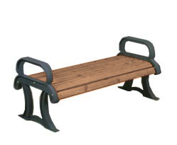 Model PP4CBS | Backless Wood Bench | Wood Collection with Cast Frames (Pau Lope/Black)