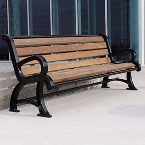 Model PP6CSS | Wooden Bench with Cast Frames (Pau Lopé/Black)