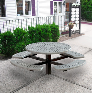 Model PPC-4PS | Round Single Pedestal Picnic Table | In-ground Mount