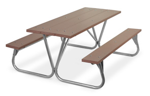 Model PR-6PBM | Park Ranger 6ft. Recycled Plastic Picnic Table with Galvanized Frame (Brown)