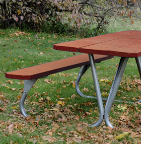 Park Ranger Rectangular Picnic Table with Redwood Stained Southern Yellow Pine Table Top and Seats
