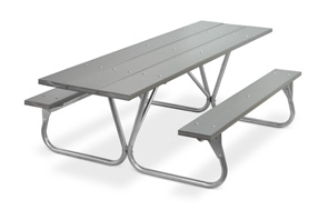 Model PR-HPGY | Park Ranger 8ft. Recycled Plastic Picnic Table with Galvanized Frame (Gray)