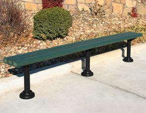 Park Style Recycled Plastic Bench Surface Mounted with Grout Covers (Green/Black)