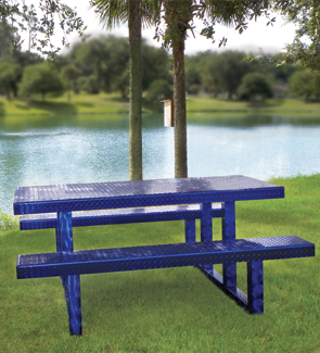 Model PRTD-872N | Rectangular Diamond Plate Portable Picnic Table (Venice/Diamond Plate Top/Seats | Swirl Frame)