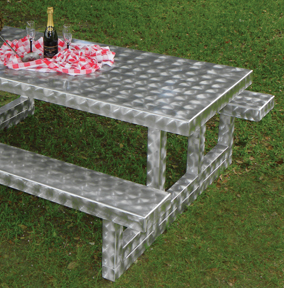 Rectangular All Aluminum Picnic Table with Swirl Texture