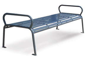 Model PVSB6 | Horizontal Steel Slat Backless Benches | Parkview Style (Silver)