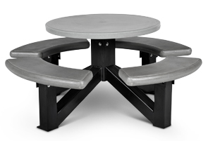 Model R-S-OTS | Round Concrete Picnic Table with Powder-Coated Steel Frame (Dove Gray/Bike Black)