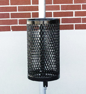 Model R10TR | 10 Gallon Expanded Steel Pole Mounted Trash Receptacle (Black)