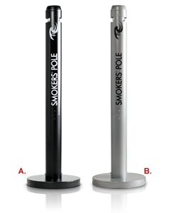 Smokers Pole Black and Silver Metallic Cigarette Receptacles