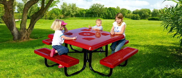 Model R46SSK-P | Kids Picnic Table | Traditional Style (Red/Black)