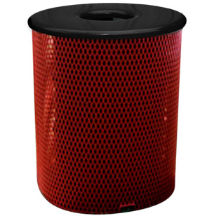 Model R55TR | Thermoplastic Coated Trash Receptacle | Expanded Steel (Red)