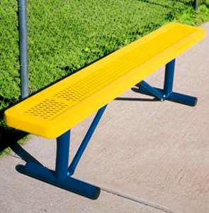 Model R6NB-P | Expanded Steel Park Style Benches (Yellow/Mystic)