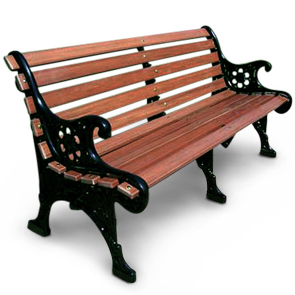 Model RBP-60-R | Recycled Plastic Renaissance Bench (Black Frame)