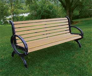 Model RC6 | Recycled Plastic Bench with Cast Aluminum Frame