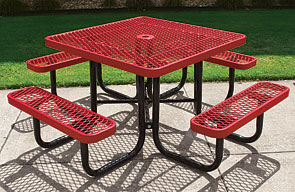 Model RL46-P | Square Picnic Table | Leisure Series (Red/Black)