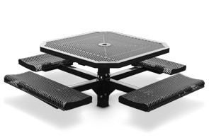 Model RR468-I | 46" Octagon Rolled Expanded Steel Pedestal Tables (Black/Black)