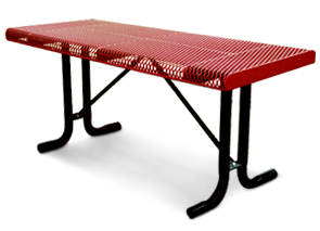 Model RRT6-P | 6 ft. Thermoplastic Coated Rolled Expanded Steel Table (Red/Black)
