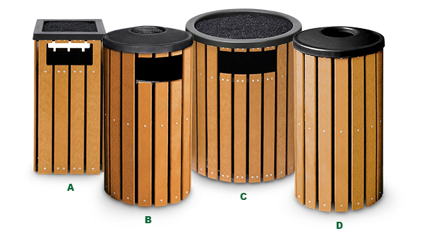 Recycled Plastic Ash and Trash Receptacles Group