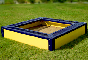 Model SANDBOXSQ | Thermoplastic Coated Commercial Sandbox for Kids (Mariner/Yellow)
