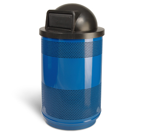 Model SC55-01-DT | Perforated Steel Round Trash Can (Blue Streak)