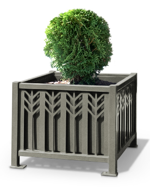 Model SPCP31 | Spencer Series Powder-Coated Steel Square Planter (Bay Fog)