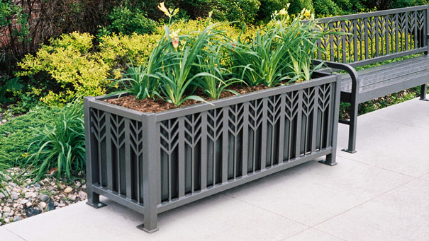 Model SPCP63 | Spencer Series Powder-Coated Steel Rectangular Planter (Bay Fog)