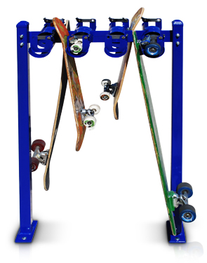 Model SRS-DBL-8-SF-P | Skateboard Security Rack (Patriot Blue)