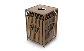 Model SUNT32 | Decorative Outdoor Trash Can | Sunrise Series (Spartan Bronze)