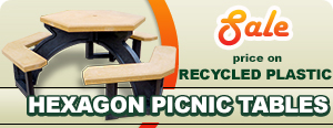 Sale on Recycled Plastic Hexagon Picnic Tables