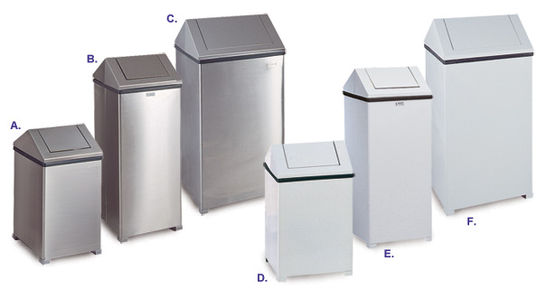 Square Swing Top Steel Trash Receptacles Collection