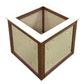 Model T32P | Recycled Plastic Two-Tone Square Planter (Brown/Sand)