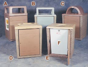 Square Concrete Trash Receptacle Collection