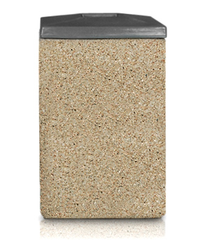 Model TC-SF-22 | 22 Gallon Square Concrete Trash Receptacle with Spun Aluminum Lid