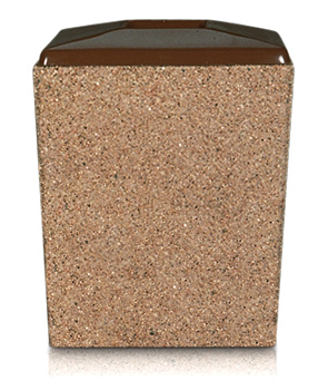 Model TC-SF-30 | 36 Gallon Concrete Trash Receptacle with Fiberglass Lid (Light Brown | Etch Finish)