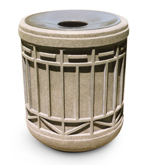 Model TCR-COL | Colonial Series Concrete Trash Receptacle (Sand Tan | LSB Finish)