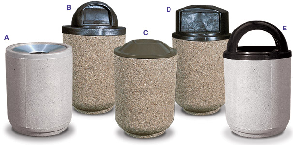 Round Concrete Trash Receptacles Collection