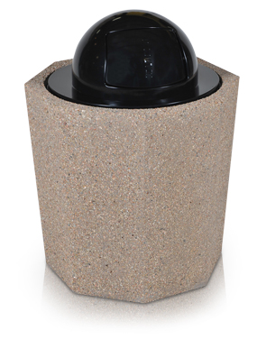 Model TCR-OCT | Octagon Concrete Trash Receptacle with Dome Top Lid