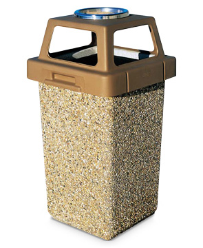 30 Gallon Concrete 4 Way Open Top Outdoor Trash Can TF1016 w/Optional  Ashtray