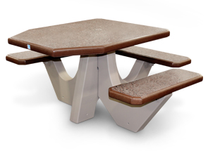 Model TF312312 | Square Concrete Commercial Picnic Table (Brown/Buff)