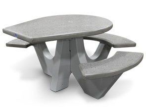 Model TF312812 | Polished Terrazzo Round Concrete Wheelchair Accessible Picnic Table (Misty Gray/Gray)