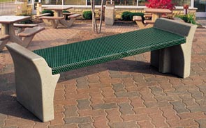 Model TF5023 | Metal-Armor 6' Bench with Concrete Frame, Backless (Buff/Green)