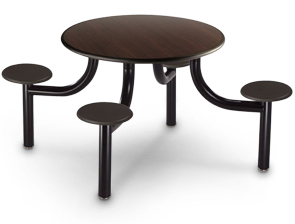 Model TMM4800-4LPTGL | Madera™ 48" Dia. Laminate Table Top with 4 Fixed Seats (Versailles Mahogany/Black)