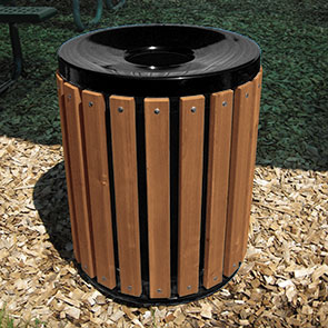 Model TP3 | Wood Slat Trash Receptacles (Pau Lope/Black)