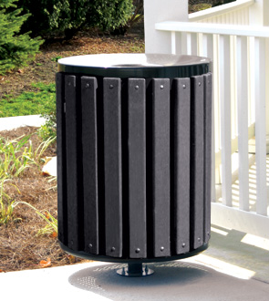 Model TR3 | 34 Gallon Recycled Plastic Trash Can (Black)