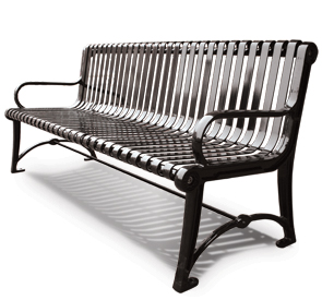 Model TZ65 | Ribbed Steel Park Benches | Terraza Style (Black)