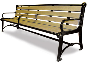 Model TZ8R | Recycled Plastic Park Benches | Terraza Style (Sand/Black)