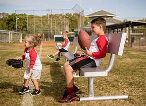 Team Series Aluminum Bench with Backrest and Galvanized Frame