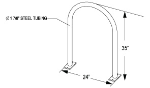 Inverted U Bike Rack Quick Dimensions